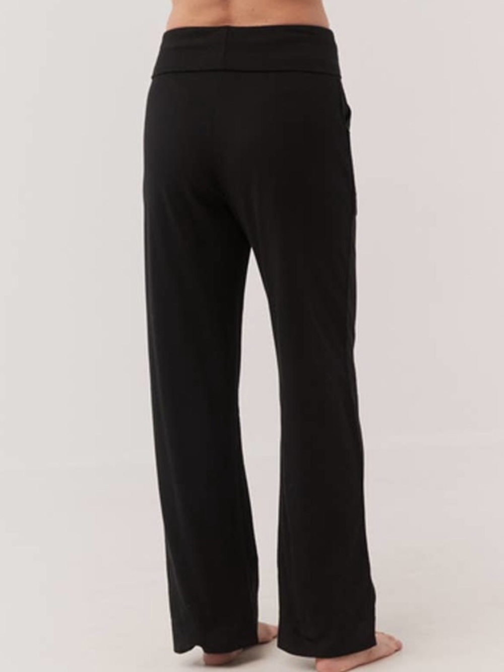 NWOT Pact Fold Over Lounge Pants Organic Cotton Black M Wide Leg - Picture 3 of 7